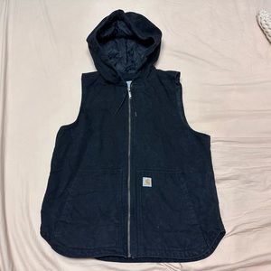 Carhartt Women's Washed Duck Hooded Vest Sz M